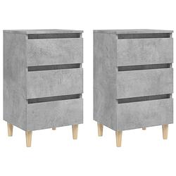 Foto van The living store bedkastjes - scandinavische stijl - 3 lades - betongrijs - 40x35x69cm