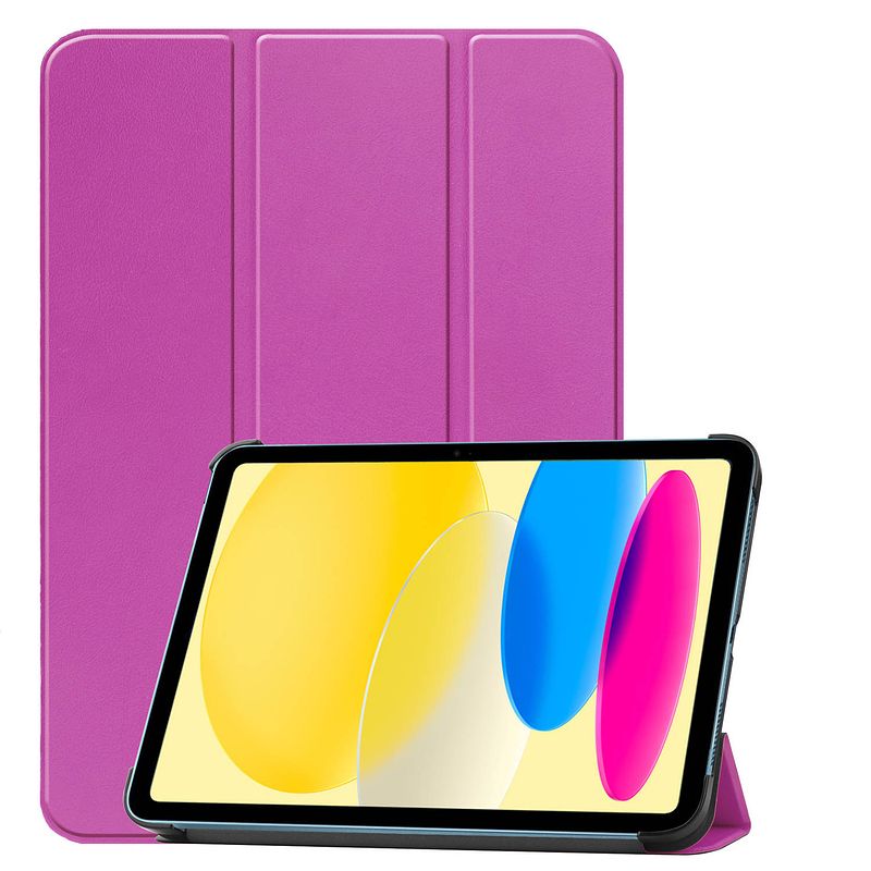 Foto van Basey ipad 10 2022 hoes case hoesje hard cover - ipad 10 hoesje bookcase - paars