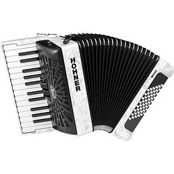 Foto van Hohner bravo ii 48 wit, silent key accordeon