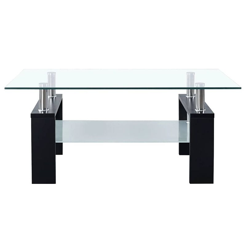 Foto van The living store salontafel - zwart transparant - 95x55x40 cm - gehard glas en melamine