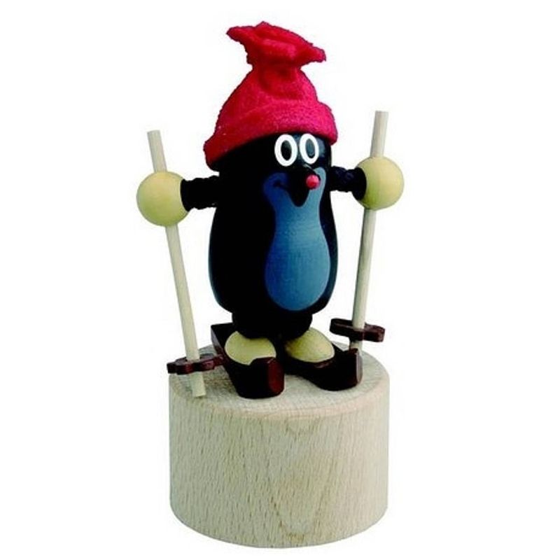 Foto van Detoa drukfiguur skiënde mol 11,5 x 5 cm hout zwart/rood