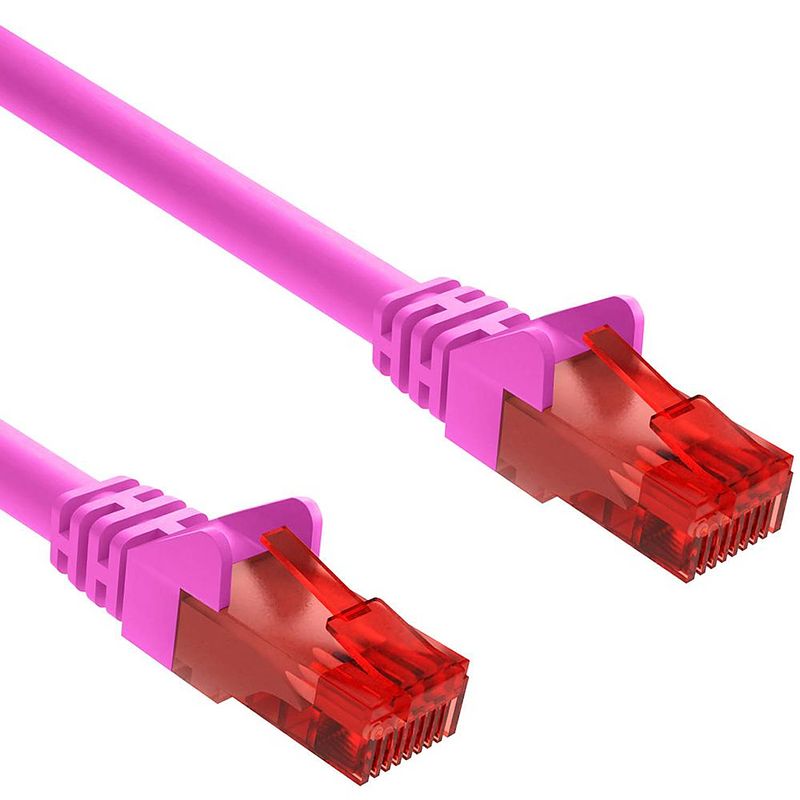 Foto van Cat 6 - u/utp - netwerkkabel - patchkabel - internetkabel - 10 gbps - 0.25 meter - roze - allteq