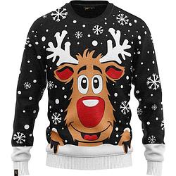 Foto van Jap foute kersttrui - rudolf het rendier - kerstcadeau - dames en heren - kerst - 4xl - zwart