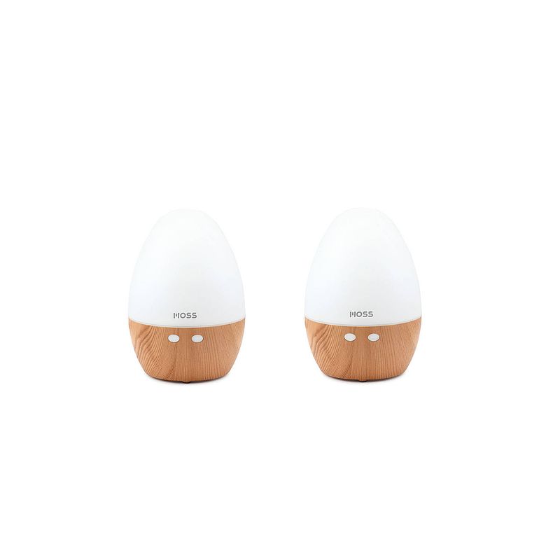 Foto van Moss - luchtbevochtiger & geurdispenser met led - egg - 150 ml - 2 stuks