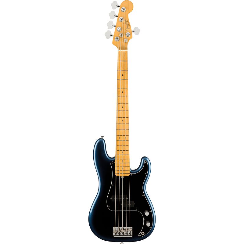 Foto van Fender american professional ii precision bass v mn dark night 5-snarige elektrische basgitaar met koffer