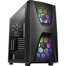 Foto van Thermaltake commander c34 tg midi-tower pc-behuizing, gaming-behuizing zwart 2 voorgeïnstalleerde led-ventilators, 1 voorgeïnstalleerde ventilator,