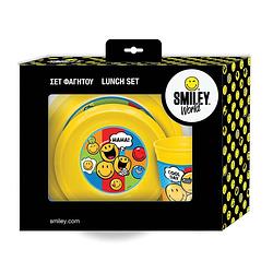 Foto van Smiley eetset geel 3-delig