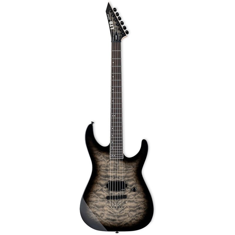 Foto van Esp ltd deluxe m-1001nt qm charcoal burst elektrische gitaar met coil-split