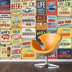 Foto van Walplus muur decoratie sticker - vintage metalen bord