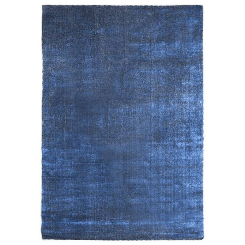 Foto van Vidaxl vloerkleed wasbaar opvouwbaar 140x200 cm polyester marineblauw