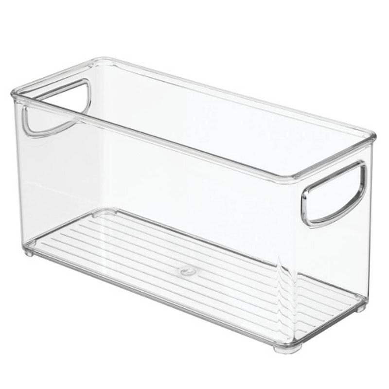 Foto van Idesign - opbergbox met handvaten, 10.2 x 25.4 x 12.7 cm, stapelbaar, kunststof, transparant - idesign kitchen binz