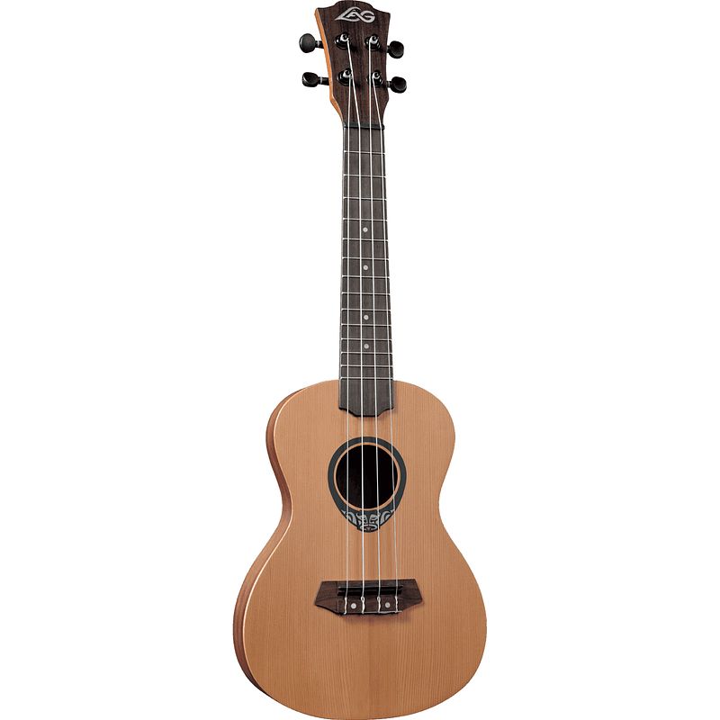 Foto van Lag guitars tiki uku 130 tku130c thinline concert ukelele met gigbag