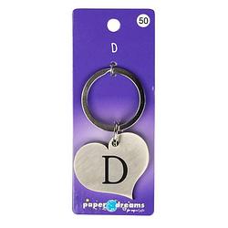 Foto van Paper dreams sleutelhanger hart letter d 10 x 4 cm staal zilver