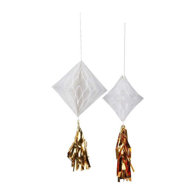 Foto van Honeycomb ruit met tassel - set van 2