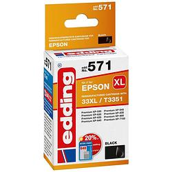 Foto van Edding cartridge vervangt epson 33xl / t3351 compatibel single zwart edd-571 18-571