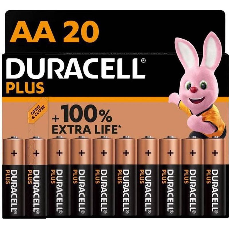 Foto van Duracell plus alkaline 100% aa 20 pack (lr6)