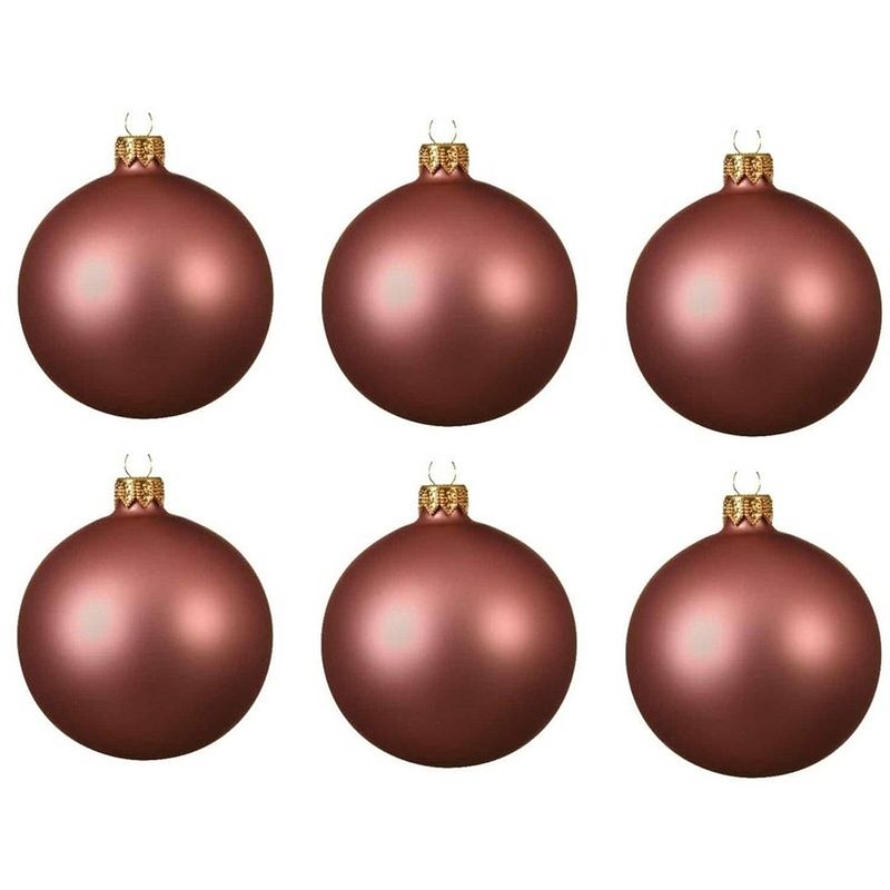 Foto van 18x glazen kerstballen mat oud roze 8 cm kerstboom versiering/decoratie - kerstbal