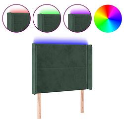 Foto van The living store hoofdbord fluweel - groen - 103x16x118/128 cm - verstelbaar en comfortabel - inclusief led-strip