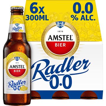 Foto van Amstel radler citroen 0.0 bier fles 6 x 300ml bij jumbo