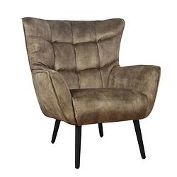 Foto van Ptmd kian velvet washed fauteuil olive green velvet