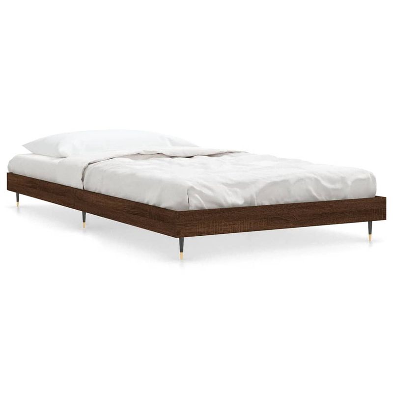 Foto van Vidaxl bedframe bewerkt hout bruineikenkleurig 90x200 cm