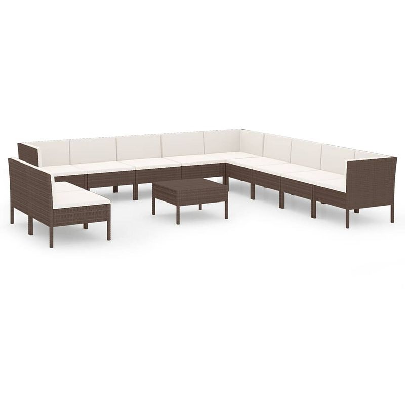 Foto van Vidaxl 12-delige loungeset met kussens poly rattan bruin