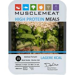 Foto van Muscle meat high protein meals biefstuk teriyaki wok verde bruine rijst 400g bij jumbo