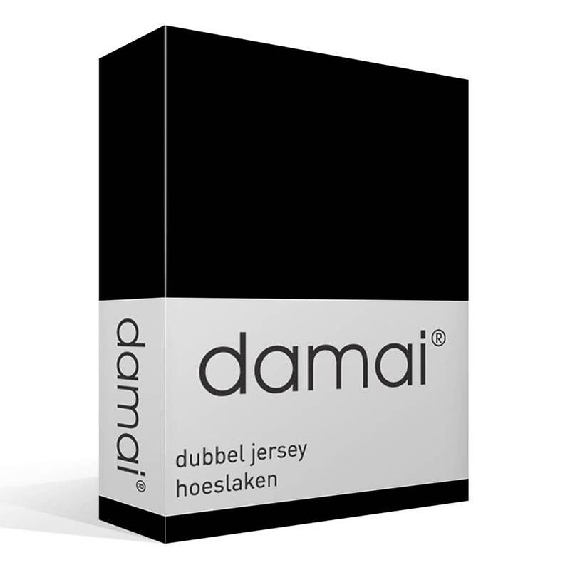 Foto van Damai dubbel jersey hoeslaken - 100% dubbel gebreide jersey katoen - 2-persoons (140/150x200/210/220 cm) - black