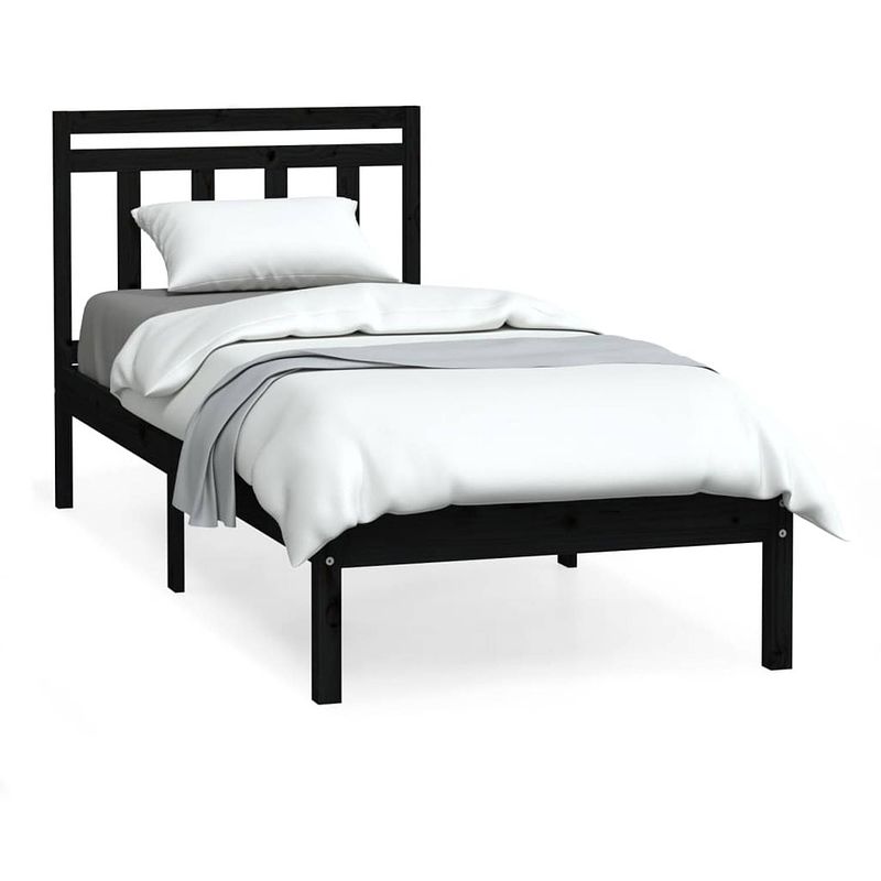 Foto van Vidaxl bedframe massief hout zwart 90x190 cm 3ft single