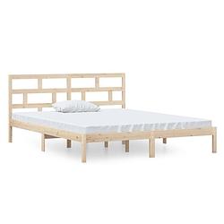 Foto van The living store houten bedframe - 195.5 x 126 x 100 cm - massief grenenhout - stevige lattenbodem