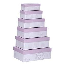 Foto van Set van 6x stuks pastel paarse cadeaudoosjes 16,5-28,5 cm rechthoekig - cadeaudoosjes