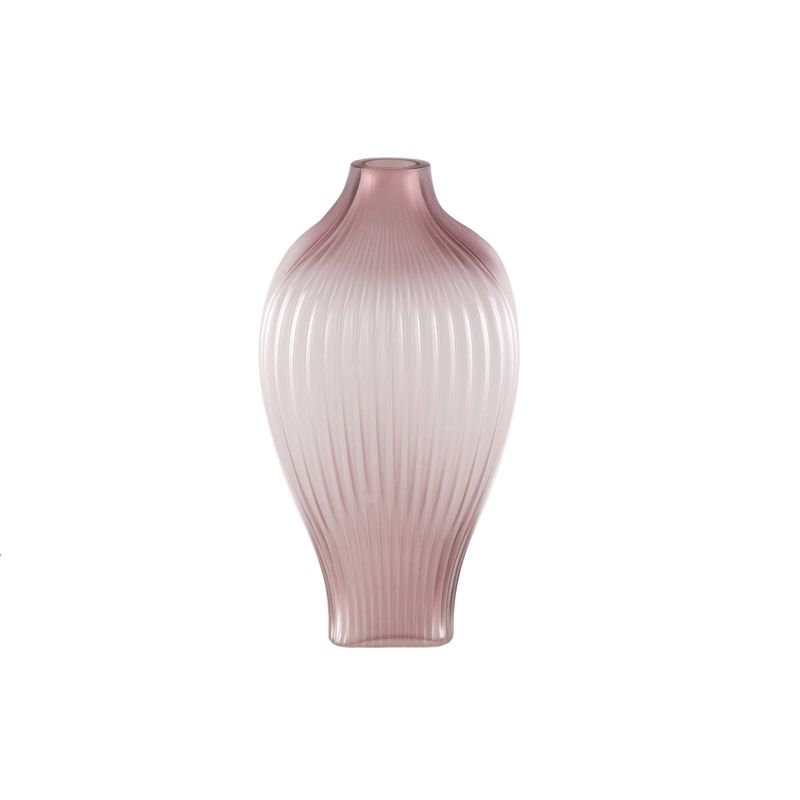 Foto van Ptmd halde light purple solid glass vase ribbed high