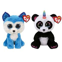 Foto van Ty - knuffel - beanie buddy - prince husky & paris panda