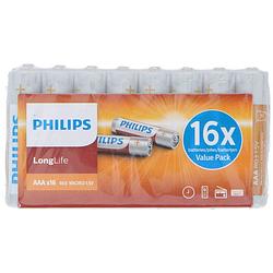 Foto van Philips longlife batterijen aaa - voordeelverpakking 16 stuks