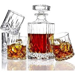 Foto van Whiskey karaf met glazen set van 5 0.9l whisky glazen set