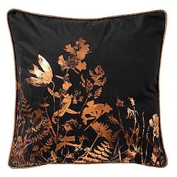 Foto van Dutch decor dalia - kussenhoes met bloemenpatroon 45x45 cm raven - zwart - zwart