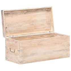 Foto van The living store houten kist - opbergbox - 90x40x40 cm - acaciahout met witte afwerking