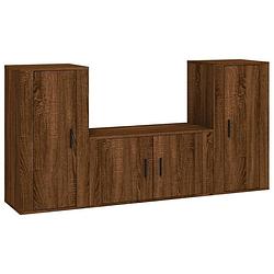 Foto van Vidaxl 3-delige tv-meubelset bewerkt hout bruineikenkleurig