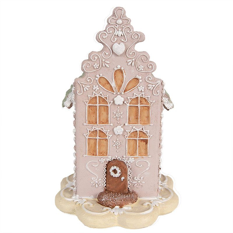 Foto van Clayre & eef decoratie beeld huis 20 cm roze polyresin roze