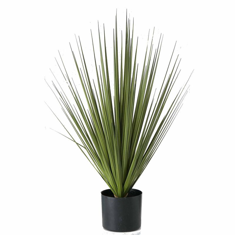 Foto van 1x groene grasplanten/kunstplanten carex 78 cm in zwarte pot - kunstplanten