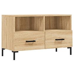 Foto van The living store tv-meubel sonoma eiken - 80 x 36 x 50 cm - bewerkt hout en ijzer