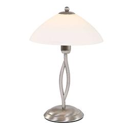 Foto van Klassieke tafellamp - steinhauer - glas - klassiek - e27 - l: 25cm - voor binnen - woonkamer - eetkamer - zilver