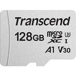 Foto van Transcend premium 300s microsdxc-kaart 128 gb class 10, uhs-i, uhs-class 3, v30 video speed class, a1 application performance class incl. sd-adapter