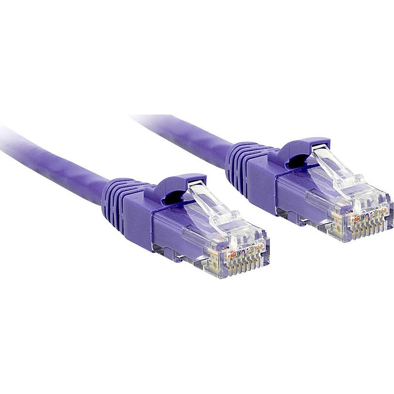 Foto van Lindy 48120 rj45 netwerkkabel, patchkabel cat 6 u/utp 30.00 cm violet snagless 1 stuk(s)