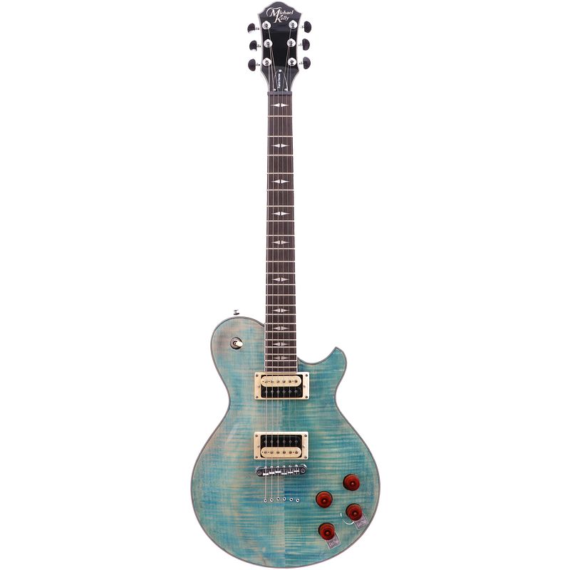 Foto van Michael kelly patriot decree coral blue elektrische gitaar met great eight mod