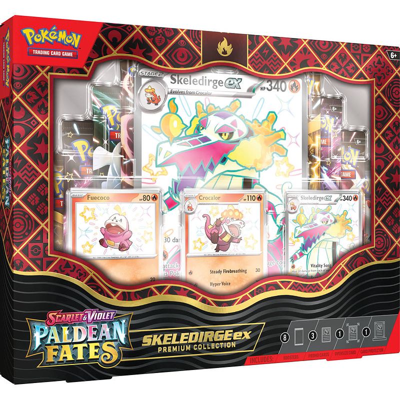 Foto van Pokémon tcg scarlet & violet paldean fates skeledirge ex premium collection