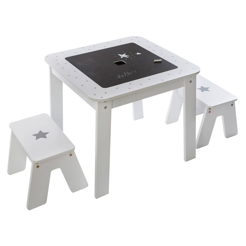 Foto van 4goodz boy set 3-delige set kindertafel met stoelen 57x57x51cm - wit