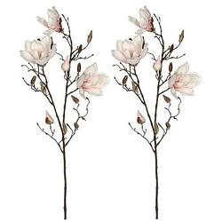 Foto van 2x magnolia beverboom kunstbloemen takken 90 cm decoratie - kunstplanten