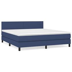 Foto van The living store boxspringbed blauw 203x160x78/88 cm - pocketvering matras - middelharde ondersteuning -