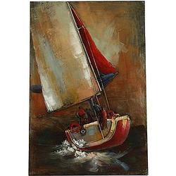 Foto van Tom schilderij boot 60 x 90 cm staal bruin/oranje
